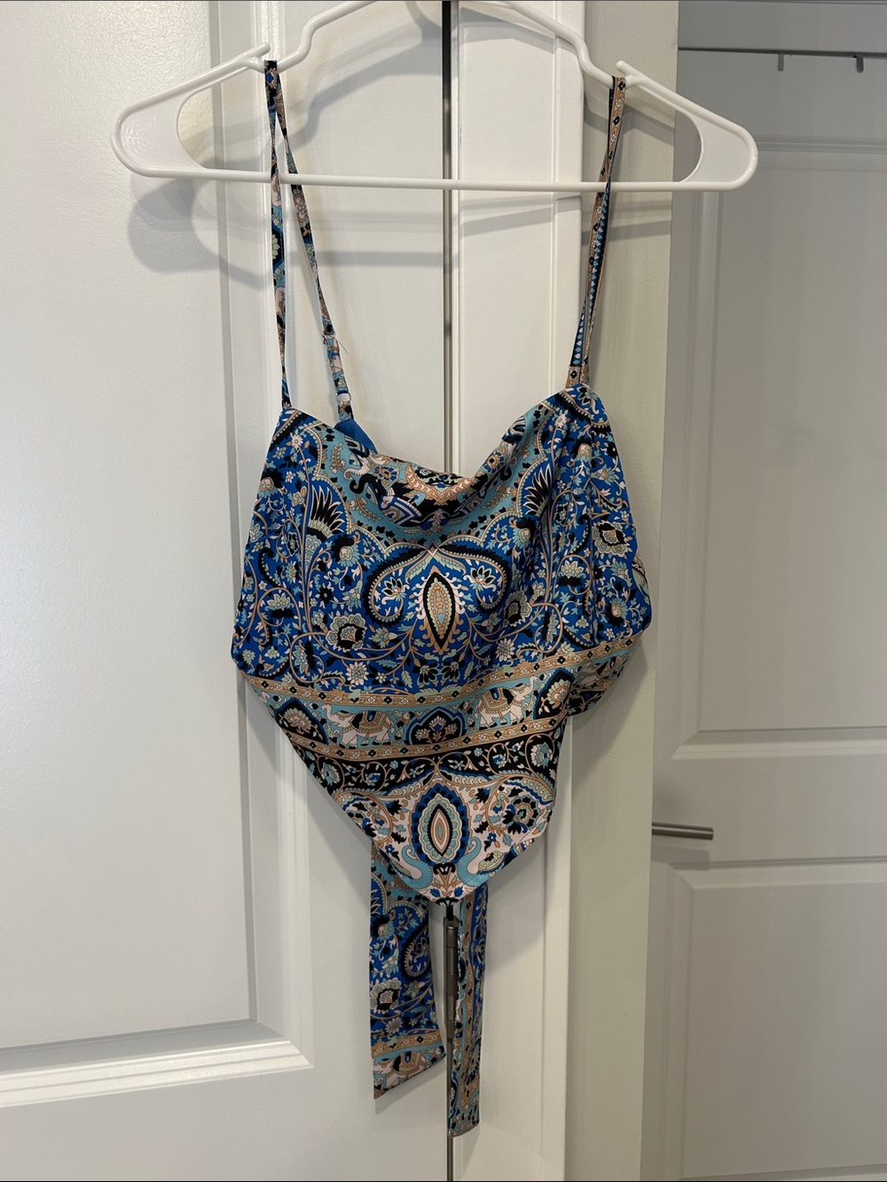 Lulu's Blue Paisley Cowl Crop Top